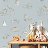 Safari Babies Blue by Advantage Animal Wallpaper – Brewster Home Fashions 4203-27551