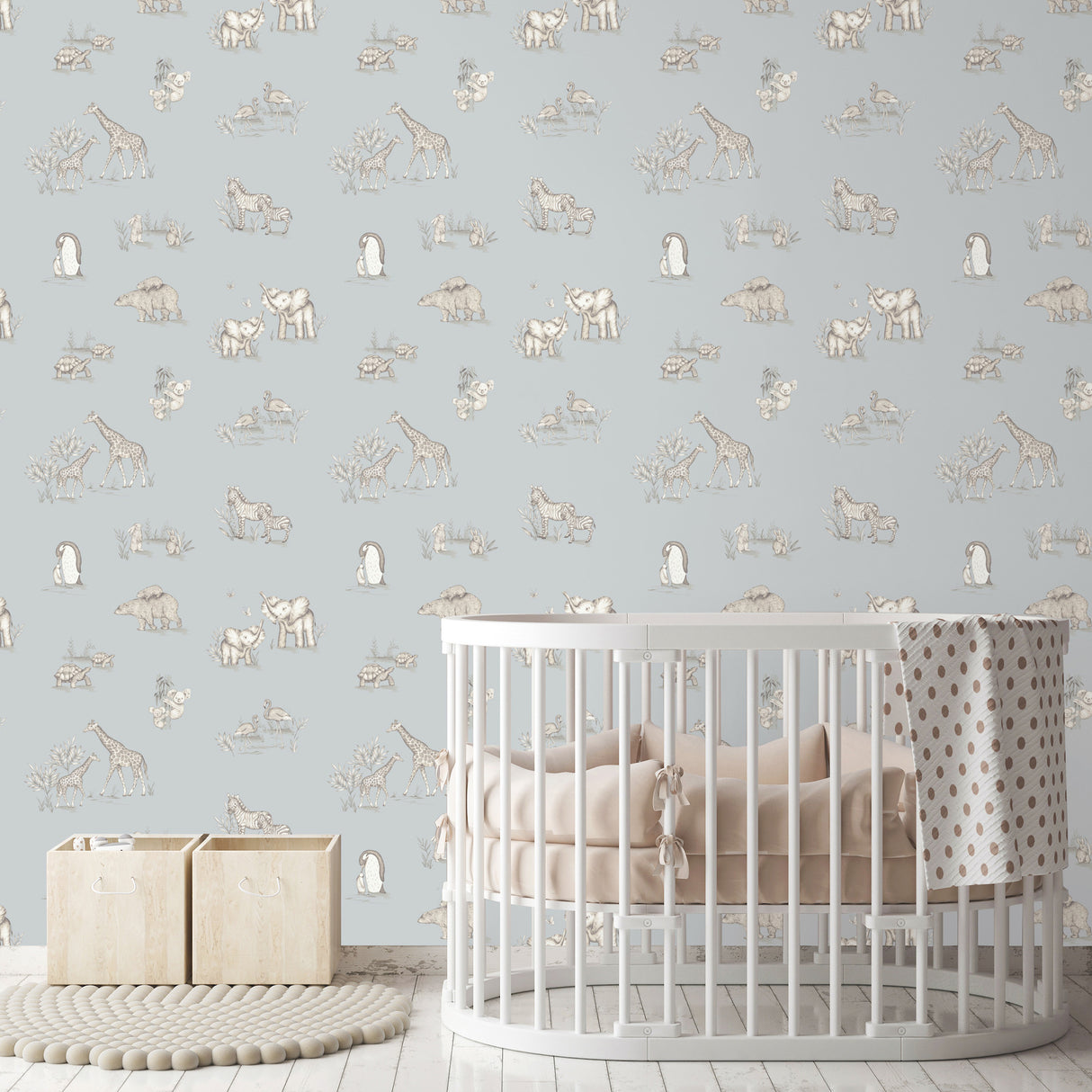 Safari Babies Blue by Advantage Animal Wallpaper – Brewster Home Fashions 4203-27551