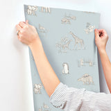 Safari Babies Blue by Advantage Animal Wallpaper – Brewster Home Fashions 4203-27551