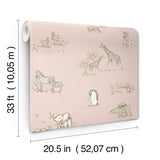 Safari Babies Pink by Advantage Animal Wallpaper – Brewster Home Fashions 4203-27552