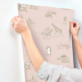 Safari Babies Pink by Advantage Animal Wallpaper – Brewster Home Fashions 4203-27552