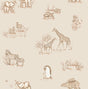 Advantage Safari Babies beige animal wallpaper roll with parent-and-baby safari animals, 20.5 in x 33 ft