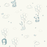 Advantage Floating Balloons Light Blue animal wallpaper with bears, bunnies and balloons