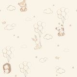Advantage Floating Balloons Light Brown Animal Wallpaper roll and pattern view