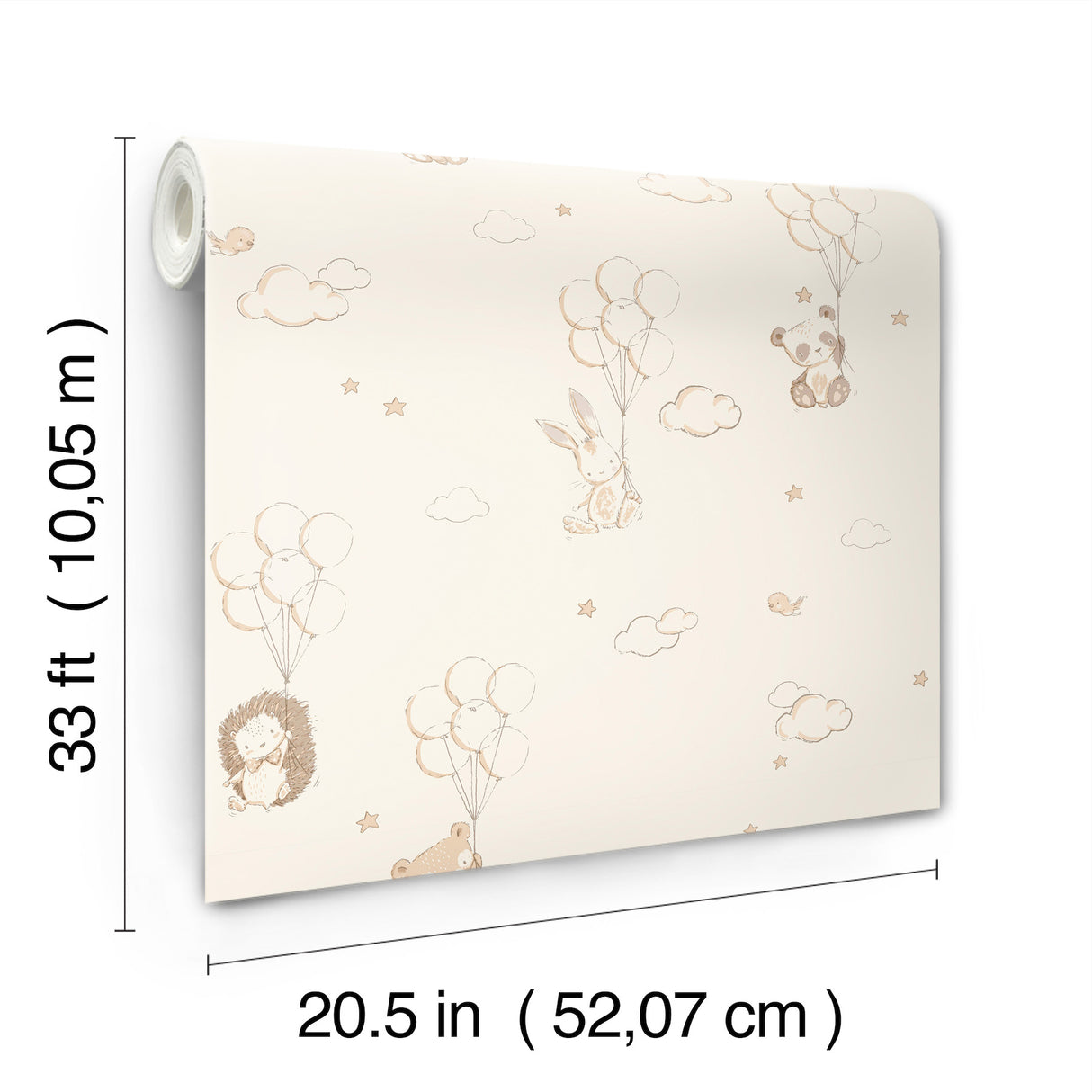 Floating Balloons Light Brown by Advantage Animal Wallpaper – Brewster Home Fashions 4203-27556