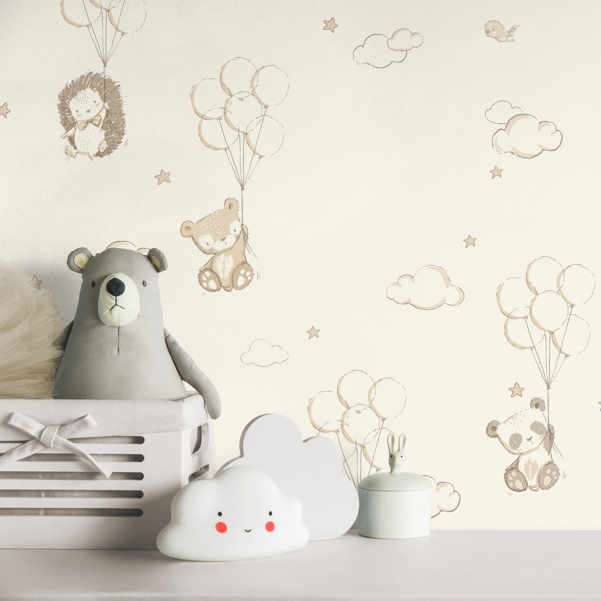 Floating Balloons Light Brown by Advantage Animal Wallpaper – Brewster Home Fashions 4203-27556