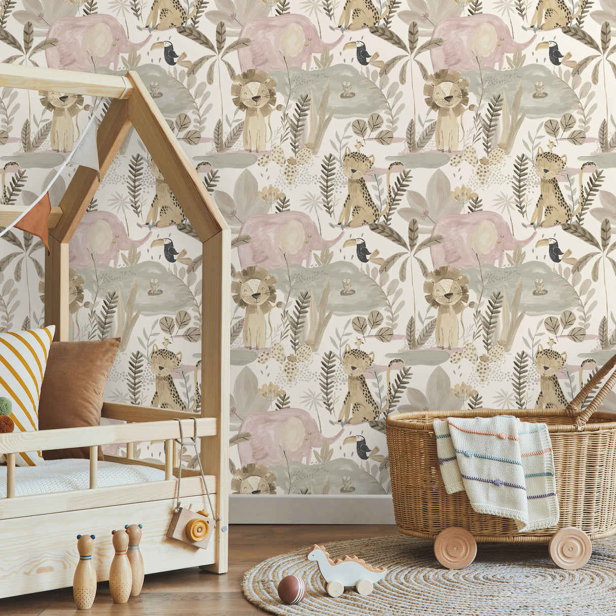 In The Jungle Pink by Advantage Animal Friends Wallpaper – Brewster 4203-27557