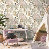 In The Jungle Pink by Advantage Animal Friends Wallpaper – Brewster 4203-27557