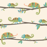 Chameleon Family Green Canopy Stroll Wallpaper by Advantage