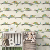 Chameleon Family Green by Advantage Canopy Stroll Wallpaper – Brewster Home Fashions 4203-27559