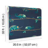 Chameleon Family Navy by Advantage Canopy Stroll Wallpaper – Brewster Home Fashions 4203-27560