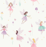 Advantage Fairy Friends Pink Enchanting Wallpaper with whimsical fairies and flowers