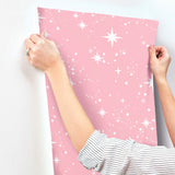 Twinkle Pink by Advantage Starry Skies Wallpaper – Brewster Home Fashions 4203-27566