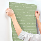Wiggle Line Green by Advantage Stripe Wallpaper- Brewster Home Fashions 4203-27571