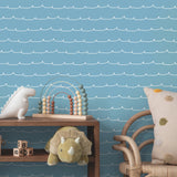 Wiggle Line Blue by Advantage Stripe Wallpaper- Brewster Home Fashions 4203-27572
