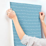 Wiggle Line Blue by Advantage Stripe Wallpaper- Brewster Home Fashions 4203-27572