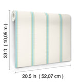 Bobbin Stripe Aqua by Advantage Scalloped Wallpaper – Brewster Home Fashions 4203-27573