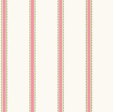 Bobbin Stripe Fuchsia scalloped striped wallpaper roll and pattern
