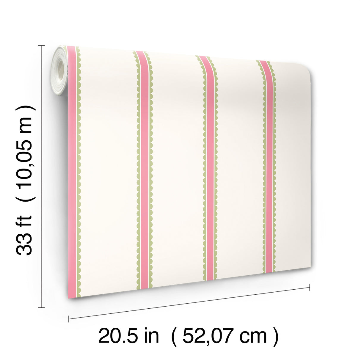 Bobbin Stripe Fuchsia by Advantage Scalloped Wallpaper- Brewster Home Fashions 4203-27574