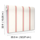 Bobbin Stripe Fuchsia by Advantage Scalloped Wallpaper- Brewster Home Fashions 4203-27574