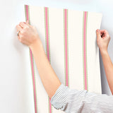 Bobbin Stripe Fuchsia by Advantage Scalloped Wallpaper- Brewster Home Fashions 4203-27574