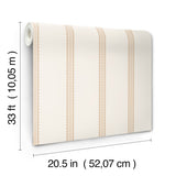 Bobbin Stripe Light Brown by Advantage Scalloped Wallpaper- Brewster Home Fashions 4203-27575