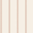 Bobbin Stripe Pink Scalloped Wallpaper showing vertical pink and beige stripes with scalloped edges on a white background.