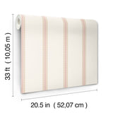 Bobbin Stripe Pink by Advantage Scalloped Non Woven Wallpaper – Brewster Home Fashions 4203-27576