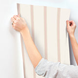 Bobbin Stripe Pink by Advantage Scalloped Non Woven Wallpaper – Brewster Home Fashions 4203-27576