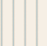 Advantage Bobbin Stripe Light Blue Scalloped Wallpaper pattern showing light blue stripes with scalloped detailing.