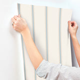 Bobbin Stripe Light Blue by Advantage Scalloped Stripes Wallpaper – Brewster Home Fashions 4203-27578