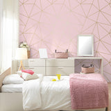 Metallic Geo Pink by Advantage Triangles Wallpaper – Brewster Home Fashions 4203-27585
