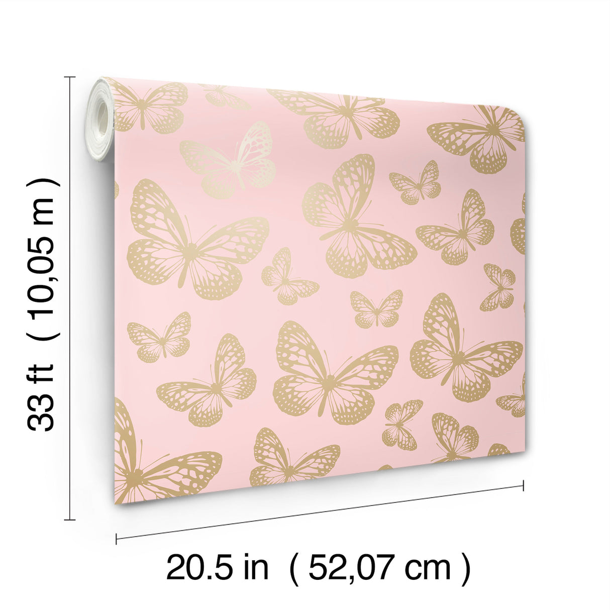 Metallic Butterflies Pink by Advantage Whimsical Wallpaper – Brewster Home Fashions 4203-27586
