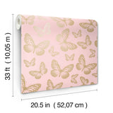 Metallic Butterflies Pink by Advantage Whimsical Wallpaper – Brewster Home Fashions 4203-27586