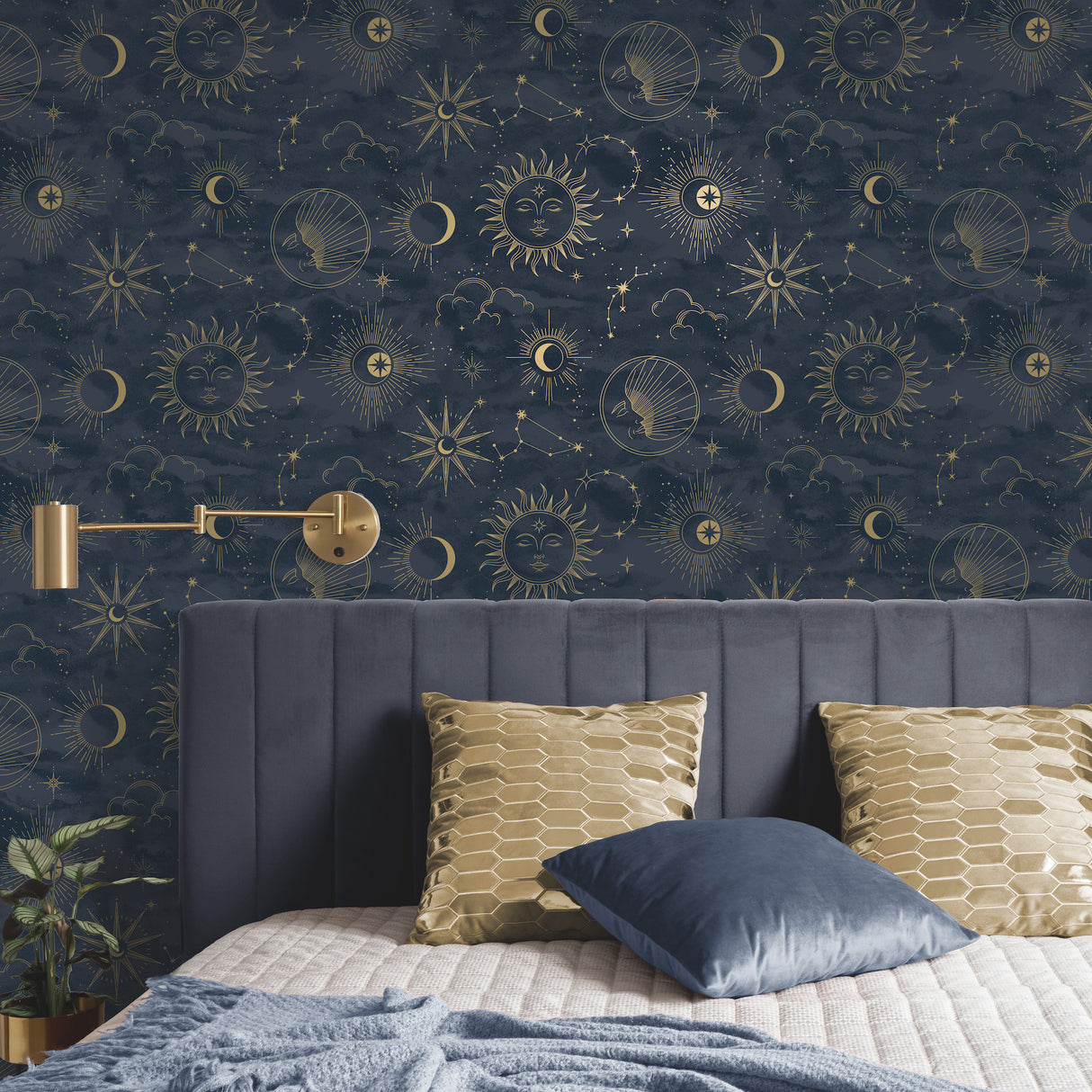 Mystic Navy by Advantage Celestial Wallpaper – Brewster Home Fashions 4203-27587