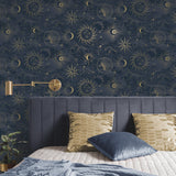 Mystic Navy by Advantage Celestial Wallpaper – Brewster Home Fashions 4203-27587