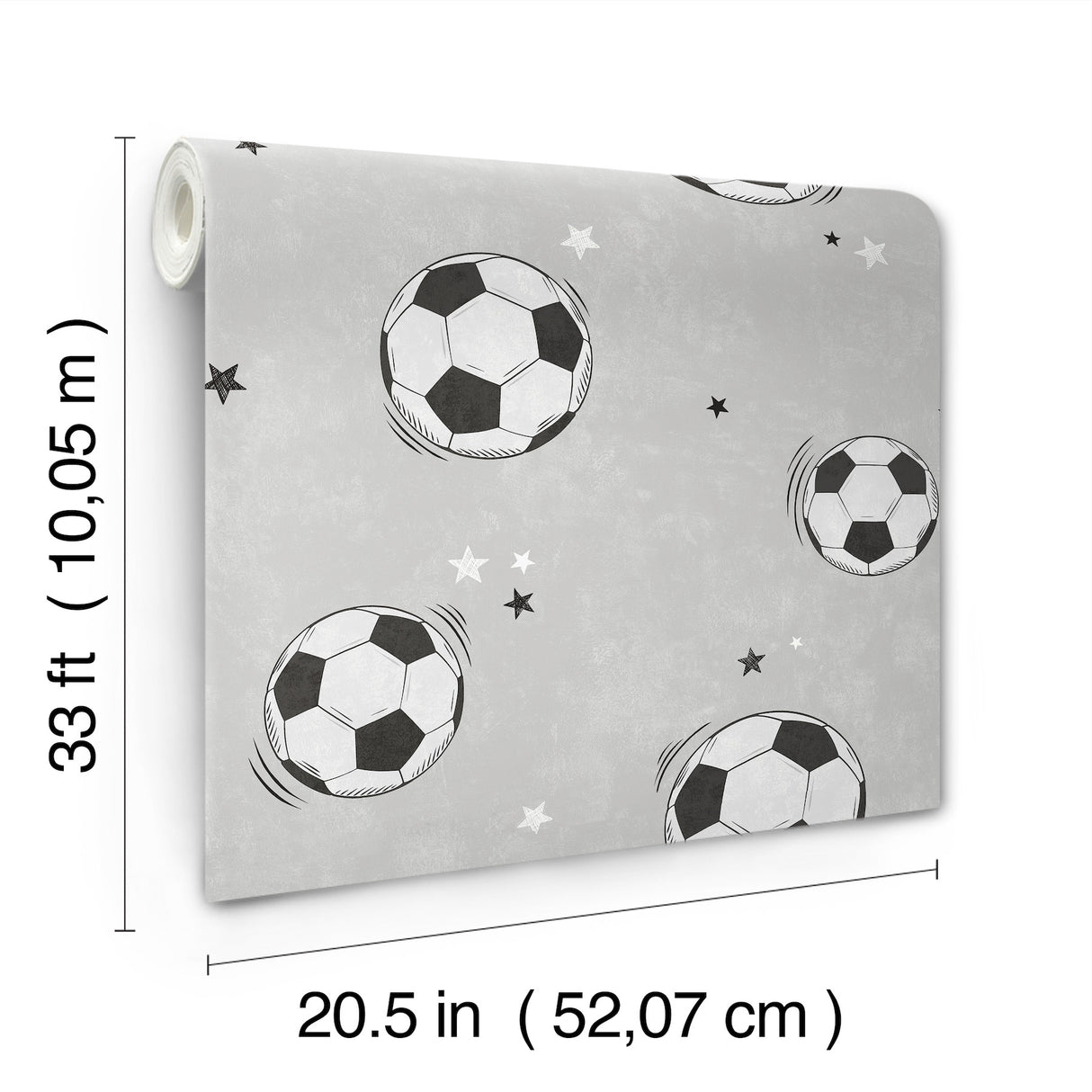 Footballs Grey by Advantage Soccer Wallpaper – Brewster Home Fashions 4203-27590