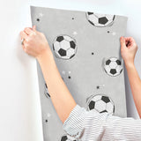 Footballs Grey by Advantage Soccer Wallpaper – Brewster Home Fashions 4203-27590