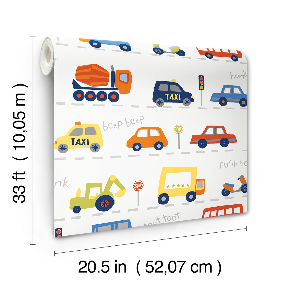 Road Traffic Red Cars by Advantage Kids Transportation Wallpaper – Brewster Home Fashions 4203-27593