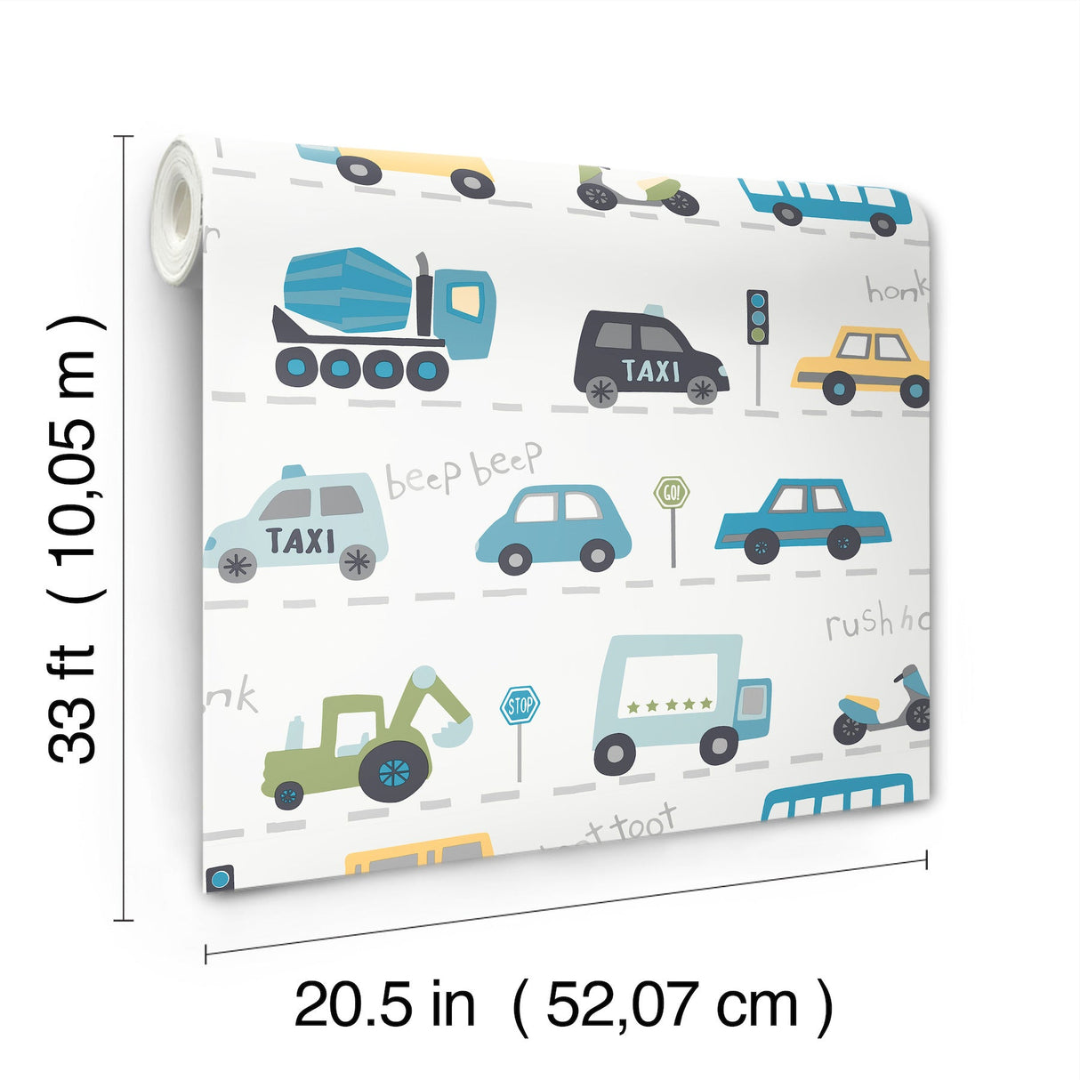Road Traffic Blue by Advantage Cars Wallpaper – Brewster Home Fashions 4203-27594