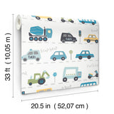 Road Traffic Blue by Advantage Cars Wallpaper – Brewster Home Fashions 4203-27594