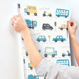 Road Traffic Blue by Advantage Cars Wallpaper – Brewster Home Fashions 4203-27594