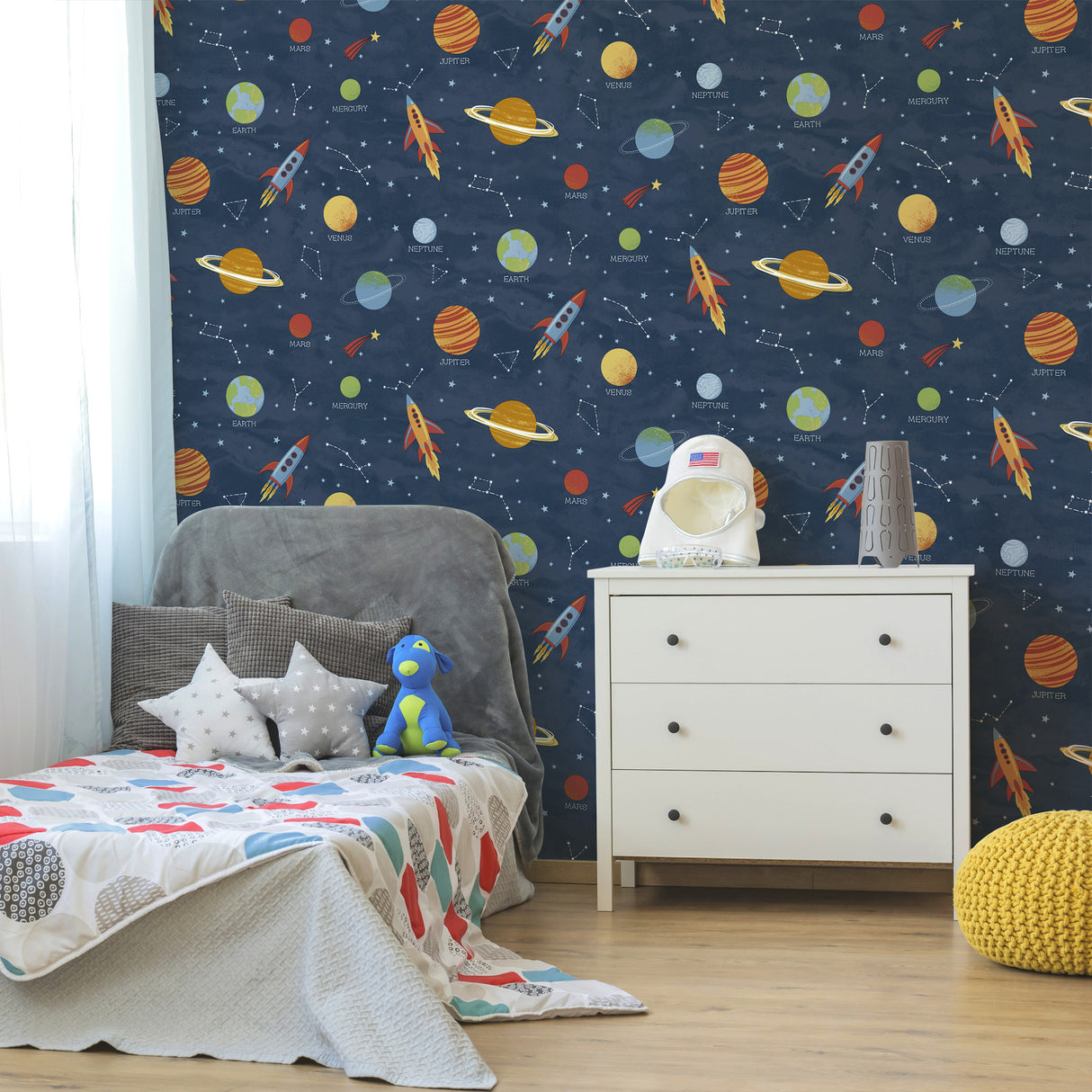 Solar System Blue by Advantage Outer Space Wallpaper – Brewster Home Fashions 4203-27595