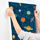 Solar System Blue by Advantage Outer Space Wallpaper – Brewster Home Fashions 4203-27595
