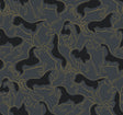 Dressage Gold Stallions Wallpaper featuring metallic gold outlined horse silhouettes on a slate grey and black background by Ronald Redding Designs