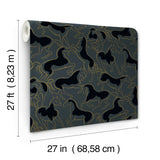 Dressage Gold Stallions Metallic Equestrian Allover Non Woven Unpasted Wallpaper in Gold and Slate by Ronald Redding - 4211-83504