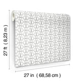 Polo White Horse Bits White Wallpaper by Ronald Redding Private Reserve Collection Modern Geometric Equestrian Pattern Roll - 4211-83507