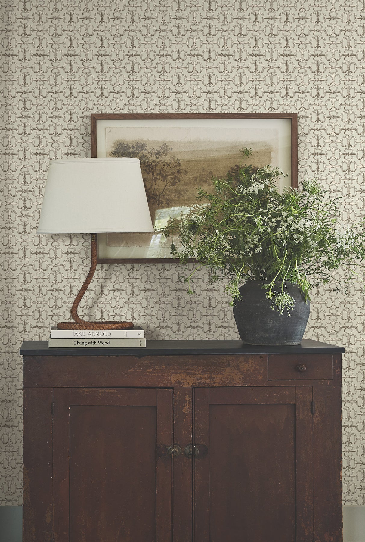 Polo Beige Horse Bits by Ronald Redding Designs Equestrian Geometric Non Woven Unpasted Wallpaper 27in x 27ft - 4211-83508