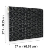 Polo Black by Ronald Redding Horse Bits Modern Geometric Metallic Equestrian Non Woven Wallpaper - York 4211-83510