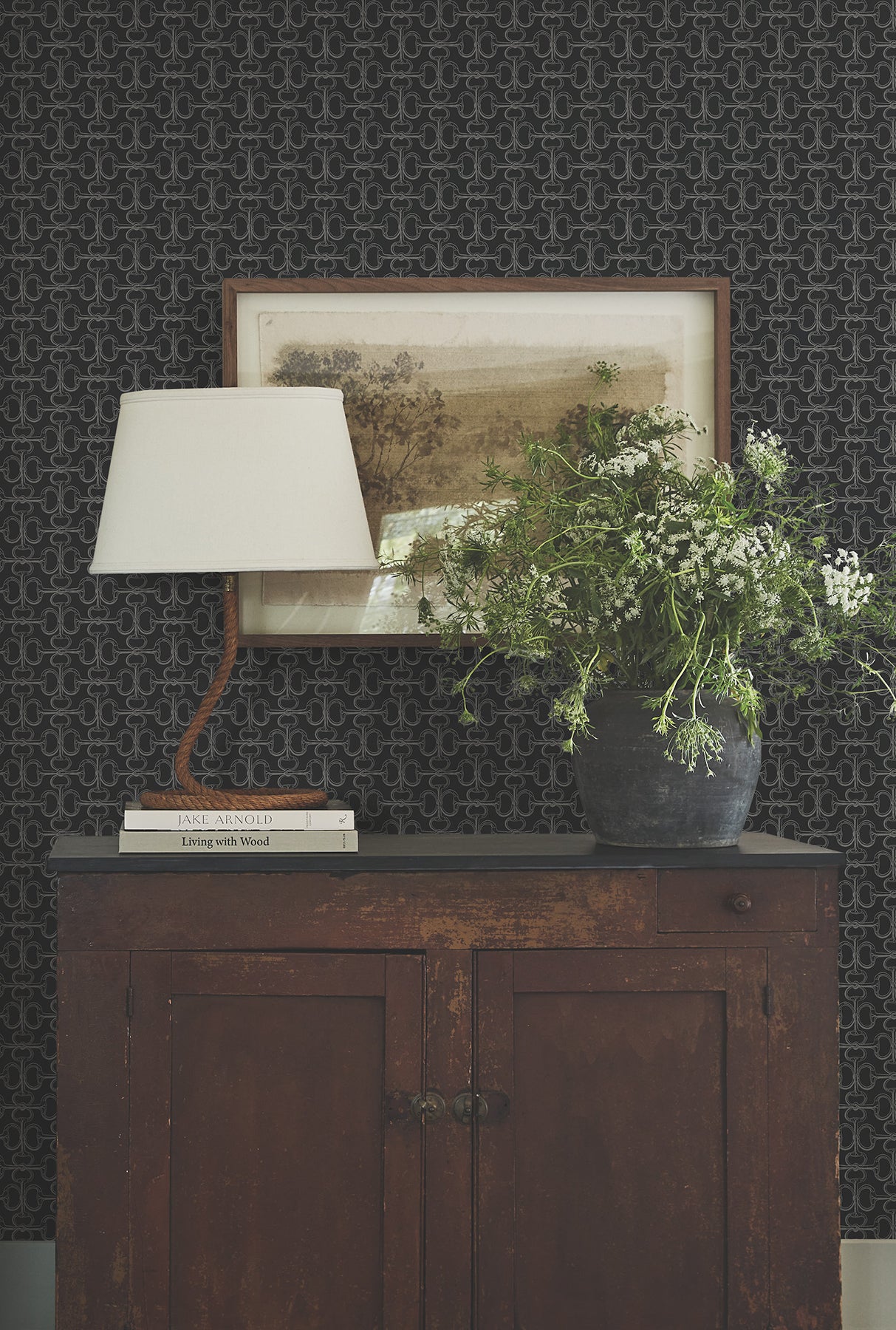 Polo Black by Ronald Redding Horse Bits Modern Geometric Metallic Equestrian Non Woven Wallpaper - York 4211-83510